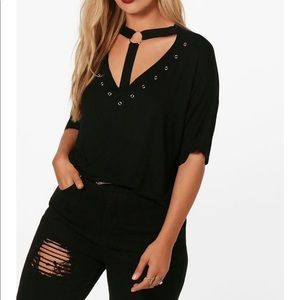 Plus Abby Eyelet Strap Detail T-Shirt